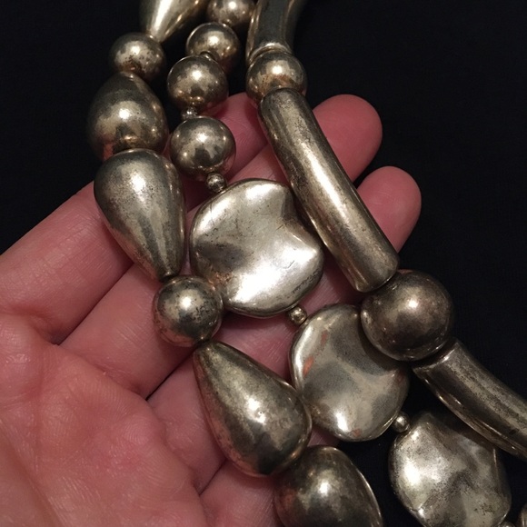 Vintage Layered Silver Tone Beaded Necklace - Picture 5 of 8